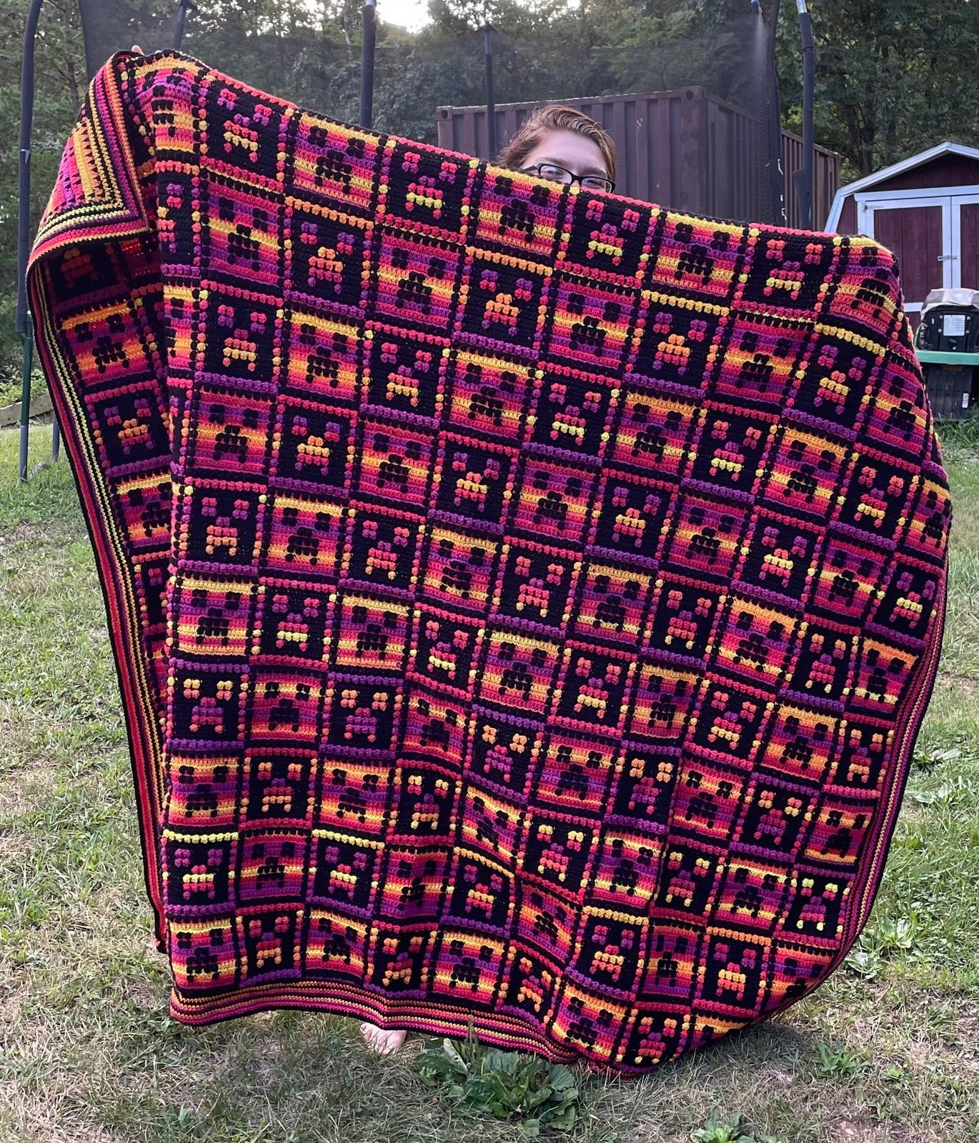 Handmade Minecraft Crochet Blanket (Warm/Black)