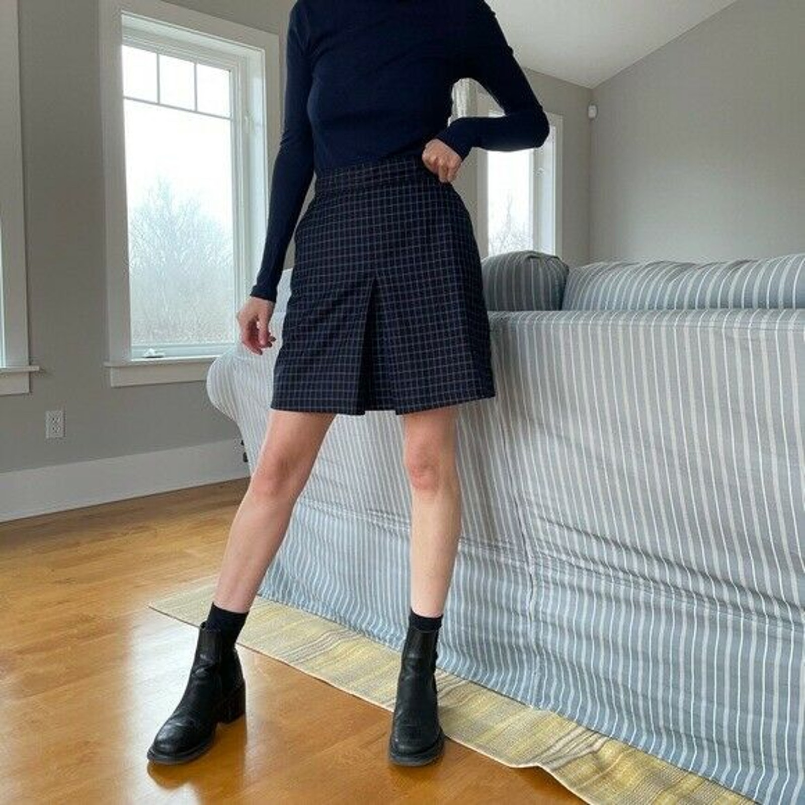 Frnch Paris NWT Black Plaid Mini Skirt Size M
