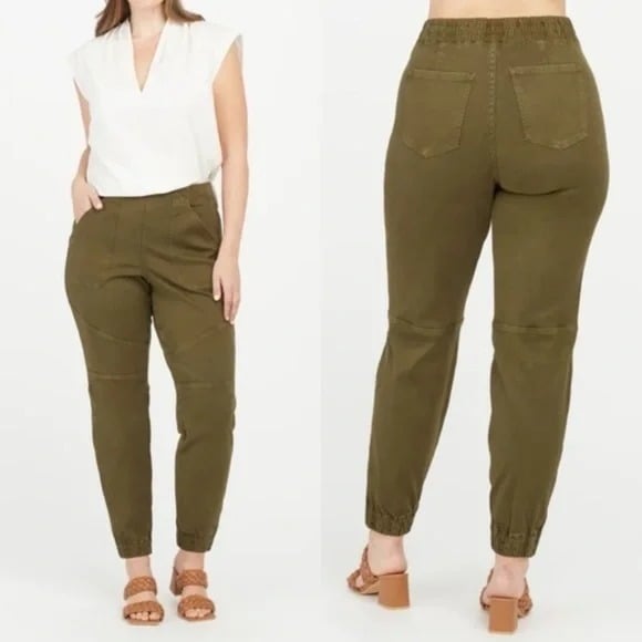 Spanx Stretch Twill Cargo Jogger in Darkened Olive size 2X/2TG NWT