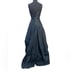 Vtg Black Satin Strapless Ruched Voluminous Fairy Whimsigoth Vamp Luxe Dress XS