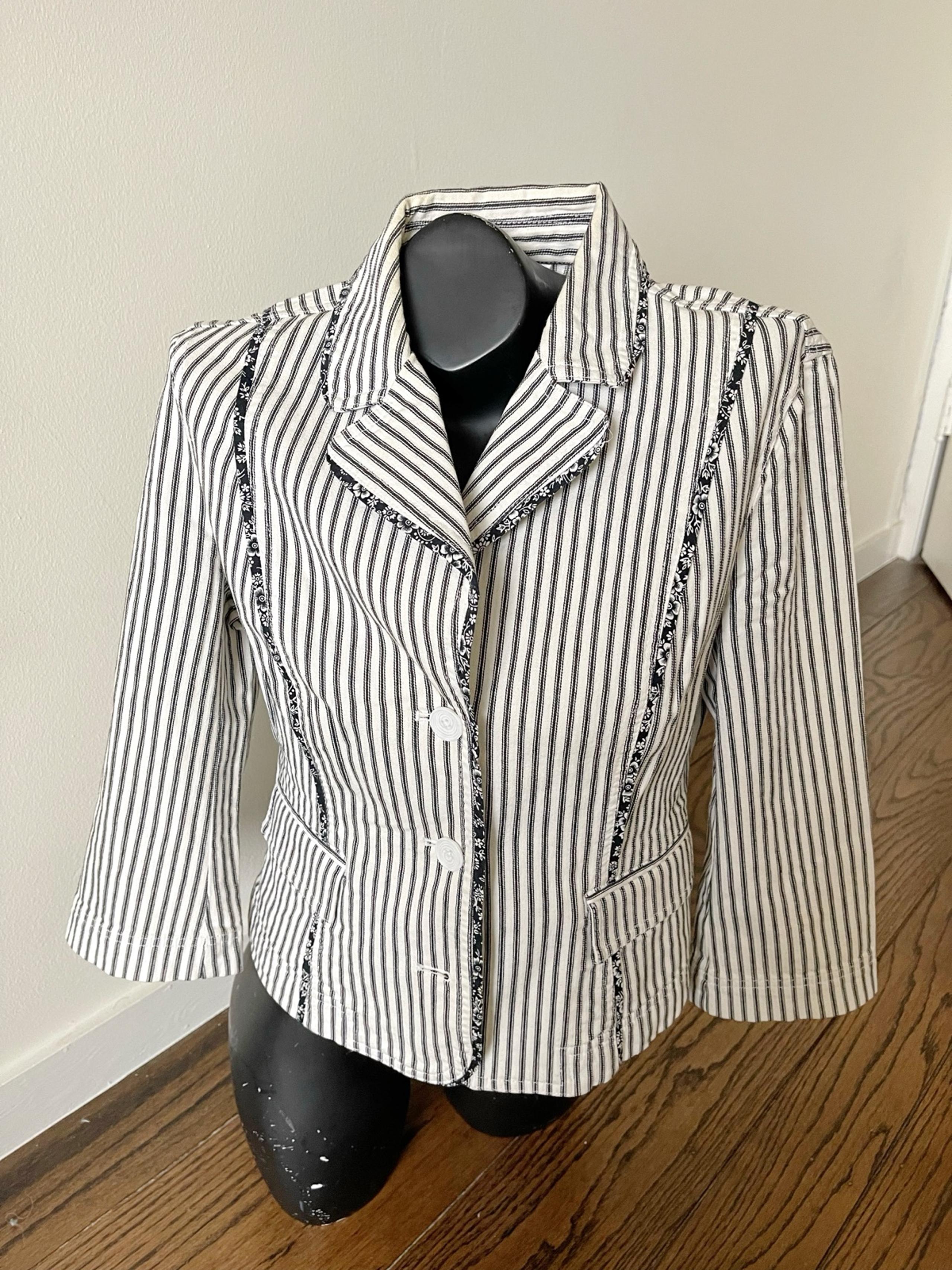 Ann Taylor loft white blue cotton blazer size US10