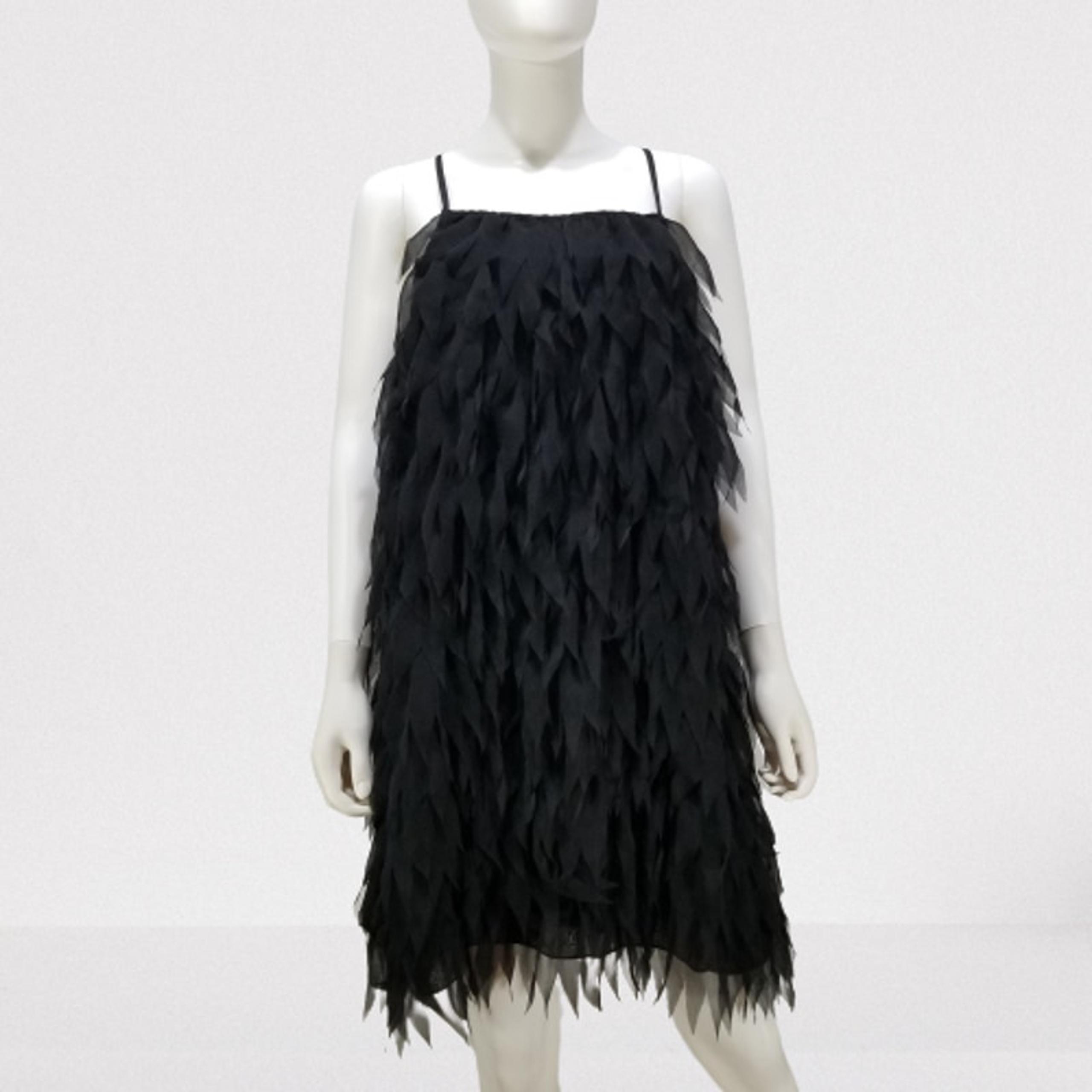 K. by Kersh Black Feathered Racerback Spaghetti Strap Shift Mini Dress, Size: M