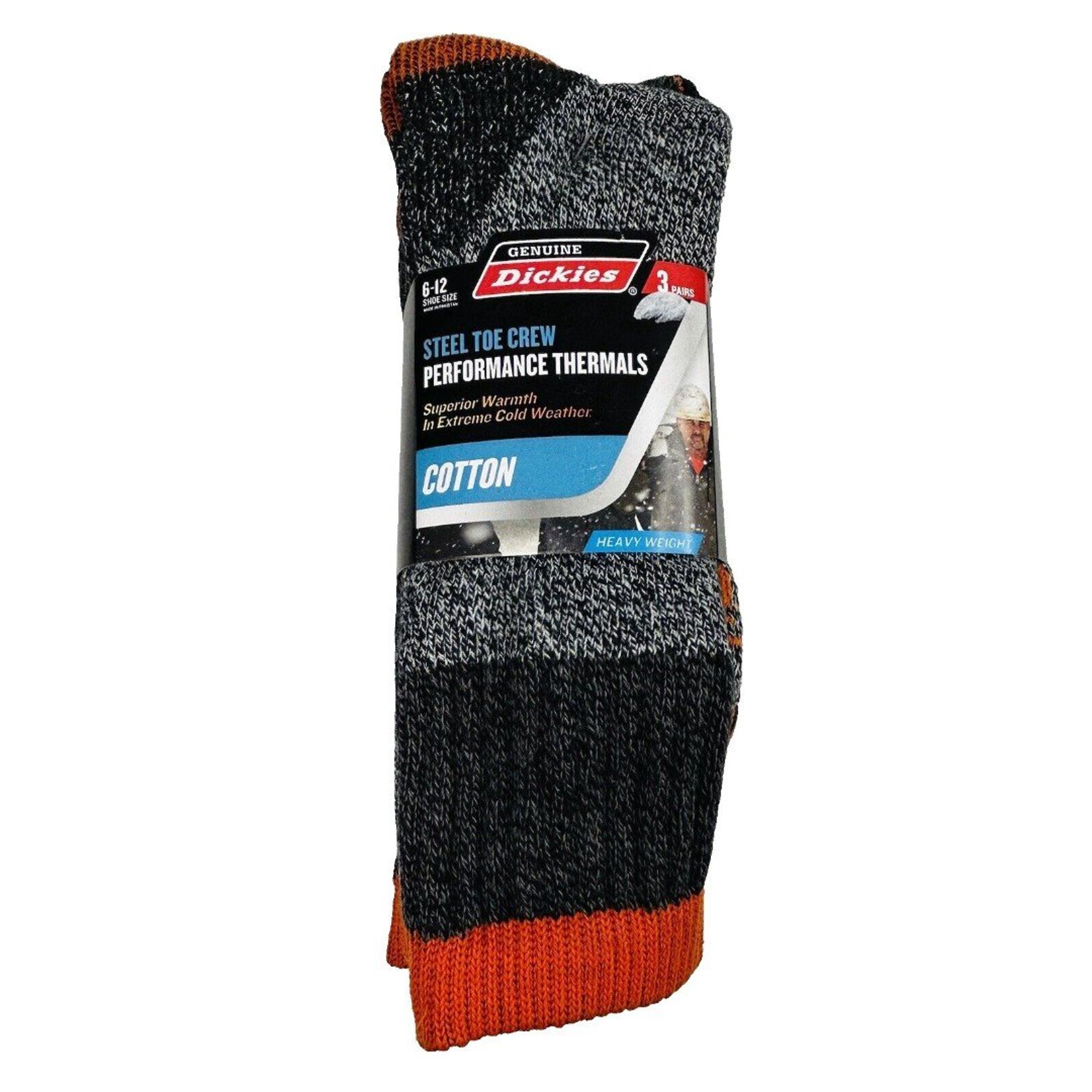 Dickies Steel Toe Crew Performance Thermals Socks COTTON Blend 3 Pack Size 6-12