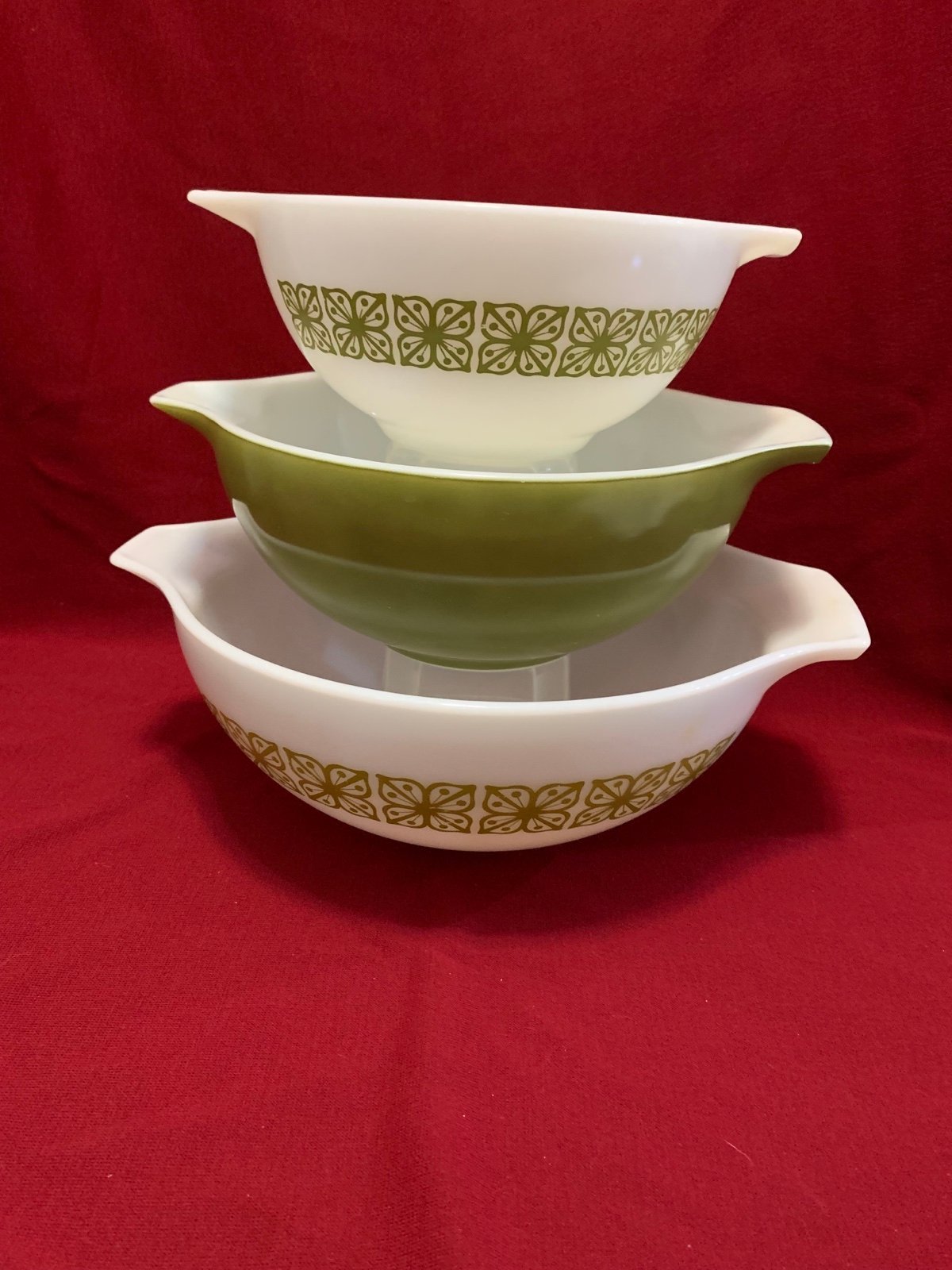 Pyrex Autumn Floral Verde Cinderella Nesting Bowls