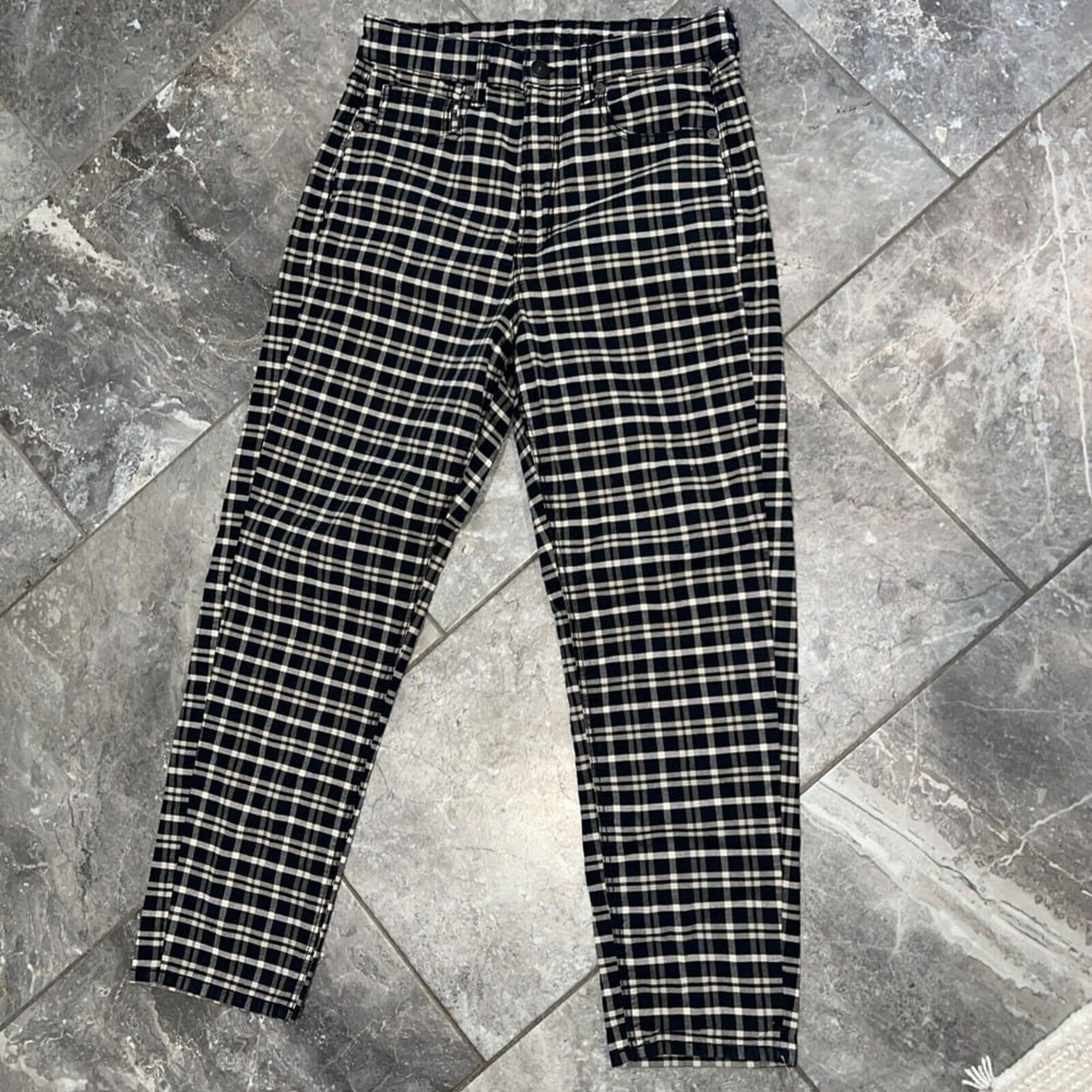 American Eagle Womens Jeans Black Beige Size 6 Short Mom Jean Plaid Cotton Blend