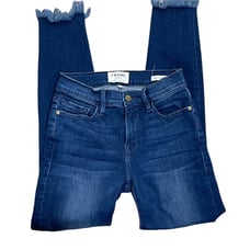 Frame Denim Le Skinny de Jeanne Crop Jeans Shredded Hem Size 26