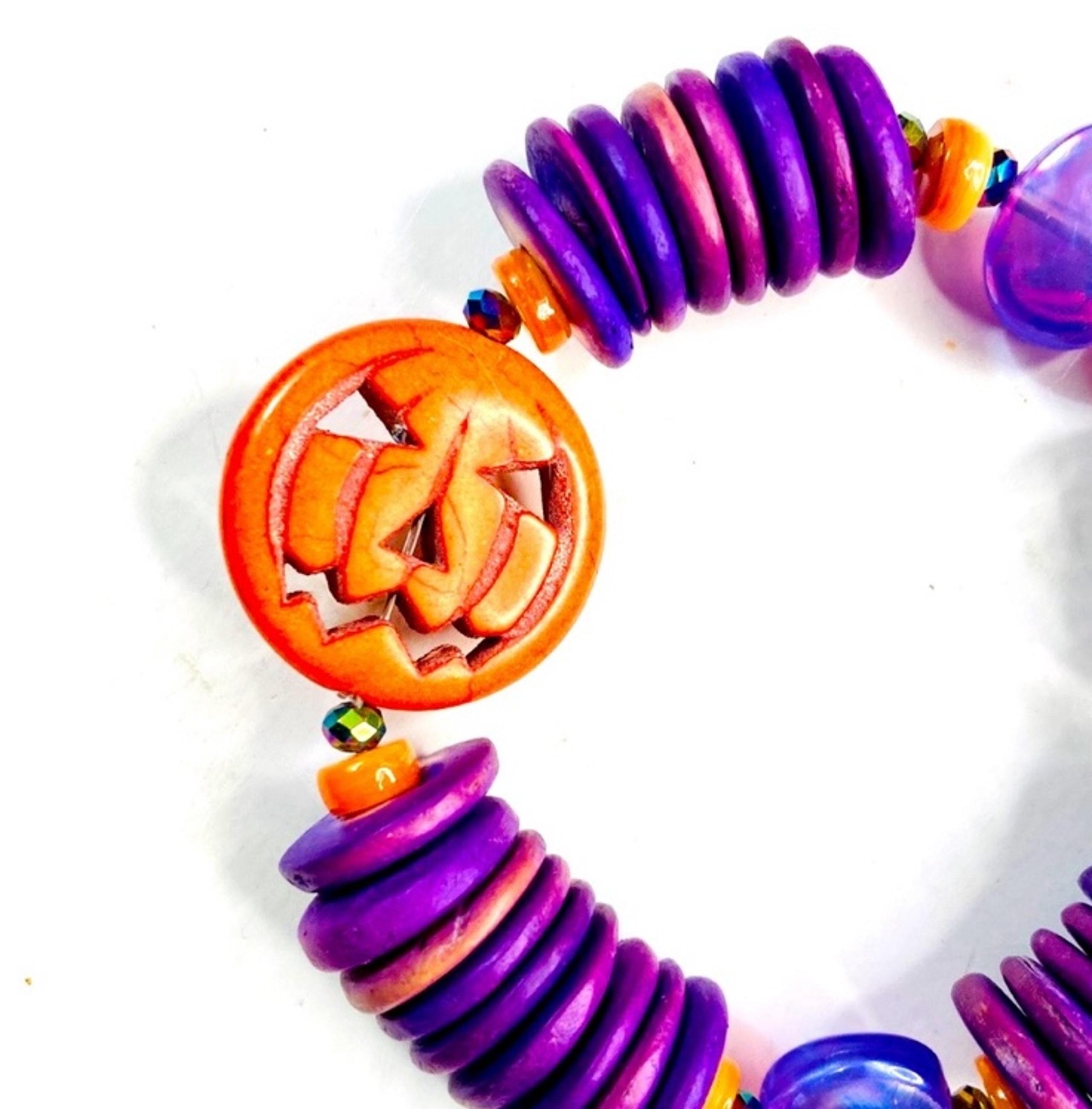 Purple Pumpkin Stretch Bracelet Handmade