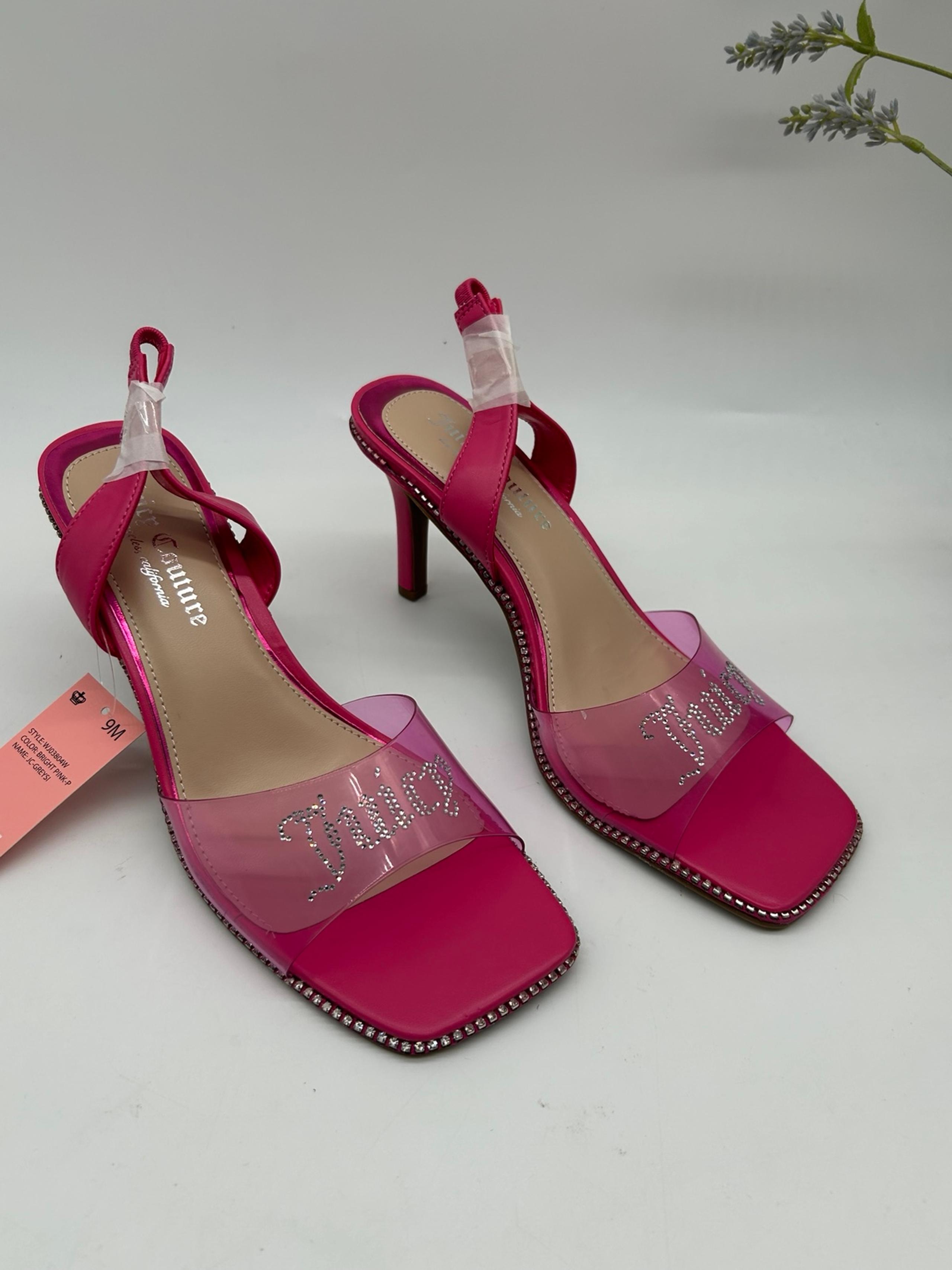 JUICY COUTURE WOMEN'S GREYSI LUCITE STRAP DRESS SANDALS BRIGHT PINK, US 9