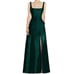 Alfred Sung Hunter Green Satin Twill Sleeveless Square Neck A-Line Gown 16 NWT
