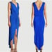 Misa Los Angeles Leza Maxi Dress Ruched Draped Stretch Formal Deep V Blue XS NWT