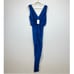 Misa Los Angeles Leza Maxi Dress Ruched Draped Stretch Formal Deep V Blue XS NWT