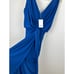 Misa Los Angeles Leza Maxi Dress Ruched Draped Stretch Formal Deep V Blue XS NWT