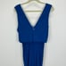 Misa Los Angeles Leza Maxi Dress Ruched Draped Stretch Formal Deep V Blue XS NWT