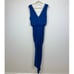 Misa Los Angeles Leza Maxi Dress Ruched Draped Stretch Formal Deep V Blue XS NWT