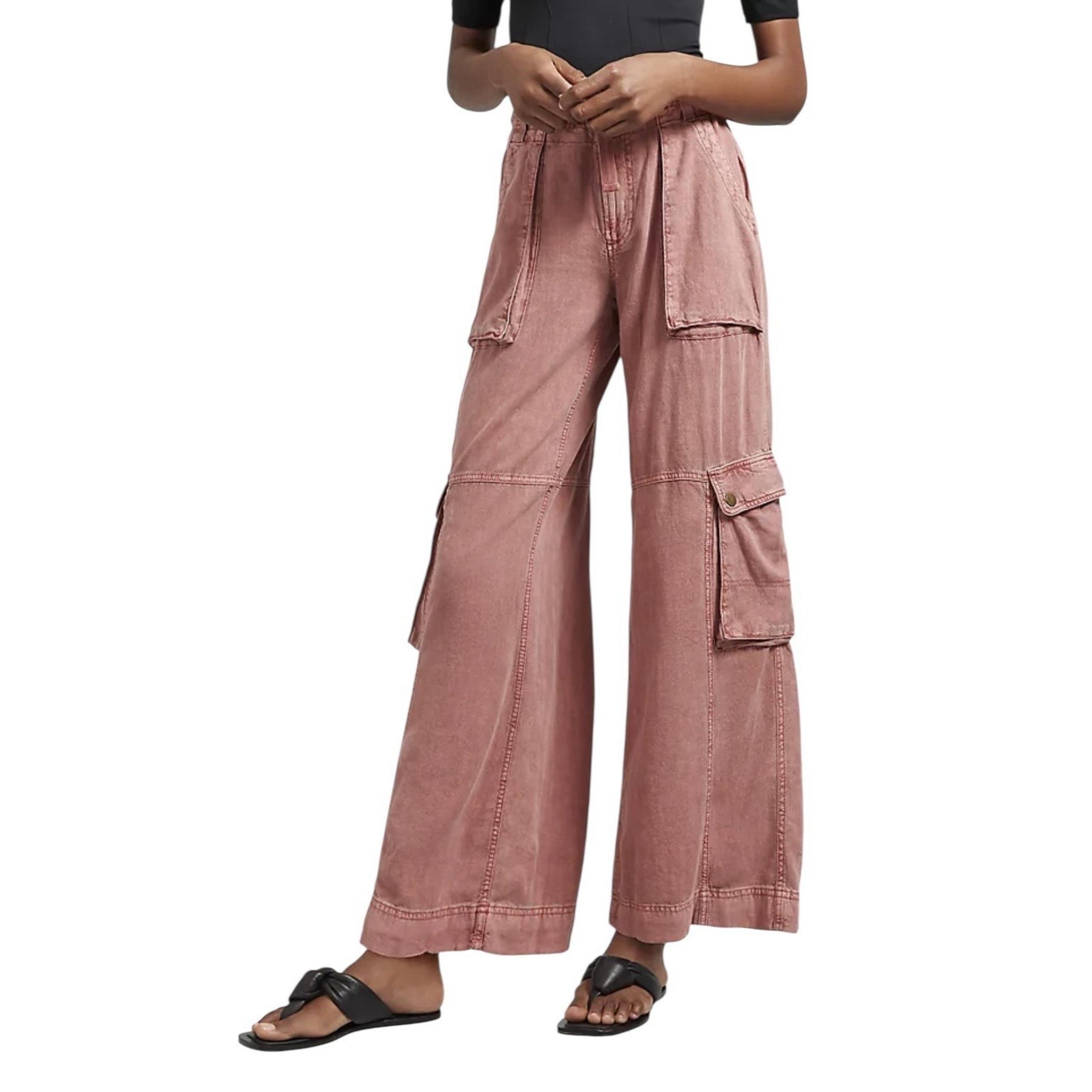 Anthropologie Pilcro Cargo Pants Women's Size 26 Wide Leg Linen Blend Pockets