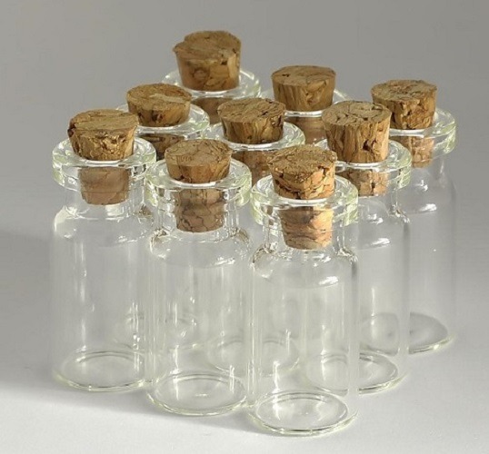 Lot of ONE THOUSAND (1000) 0.5 ml Small Bottles Vials with Corks