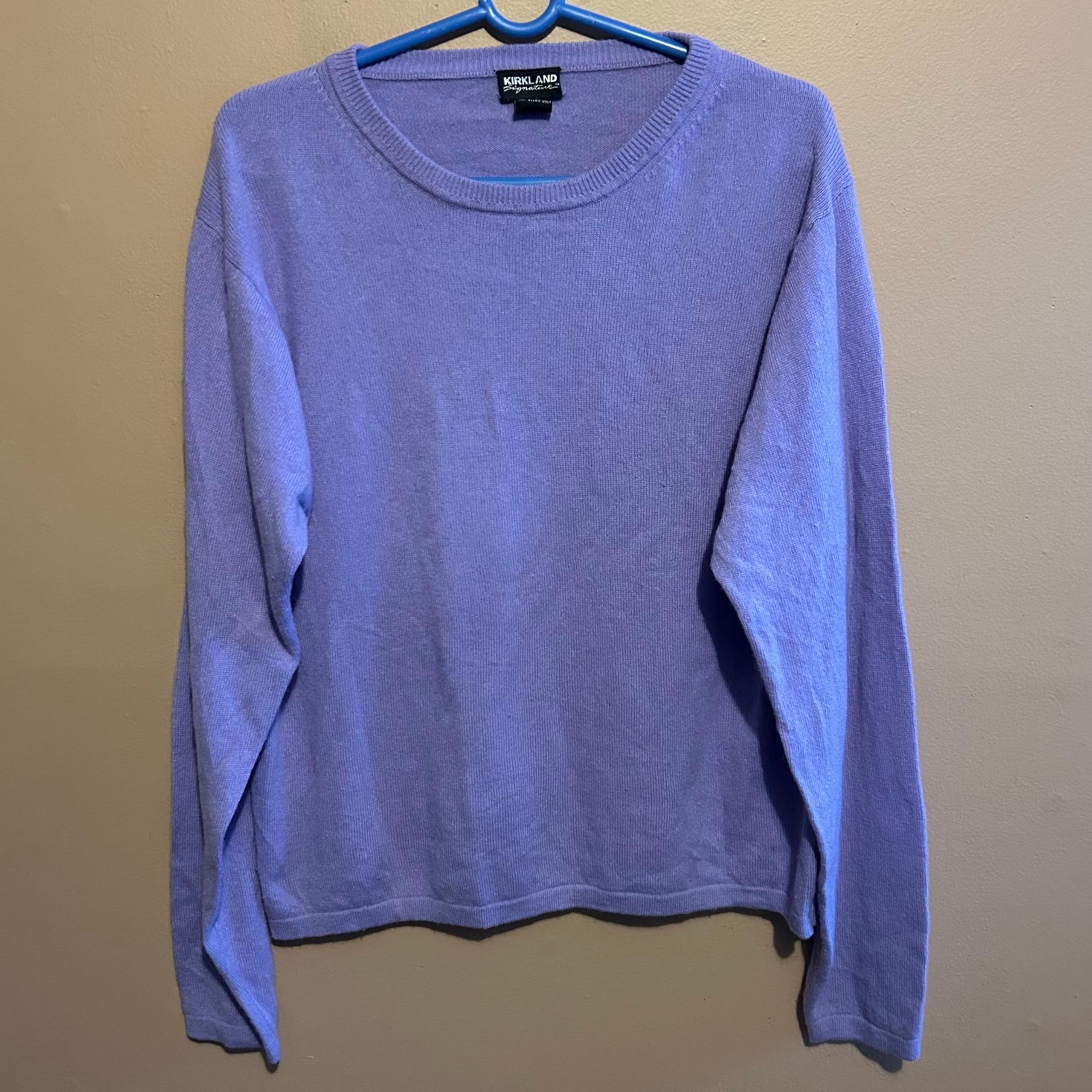 Kirkland 100% 2 Ply Cashmere Pastel Purple Lavender Pullover Sweater Size XL - Kirkland Signature