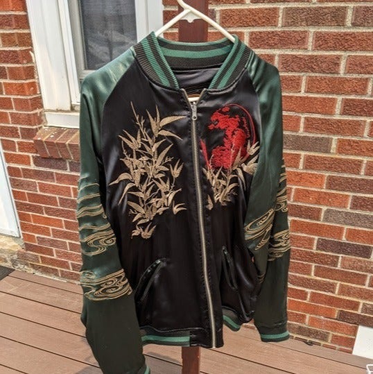 Sukajan (Varsity Jacket) from Japan - Tiger Red Moon Emerald+Black