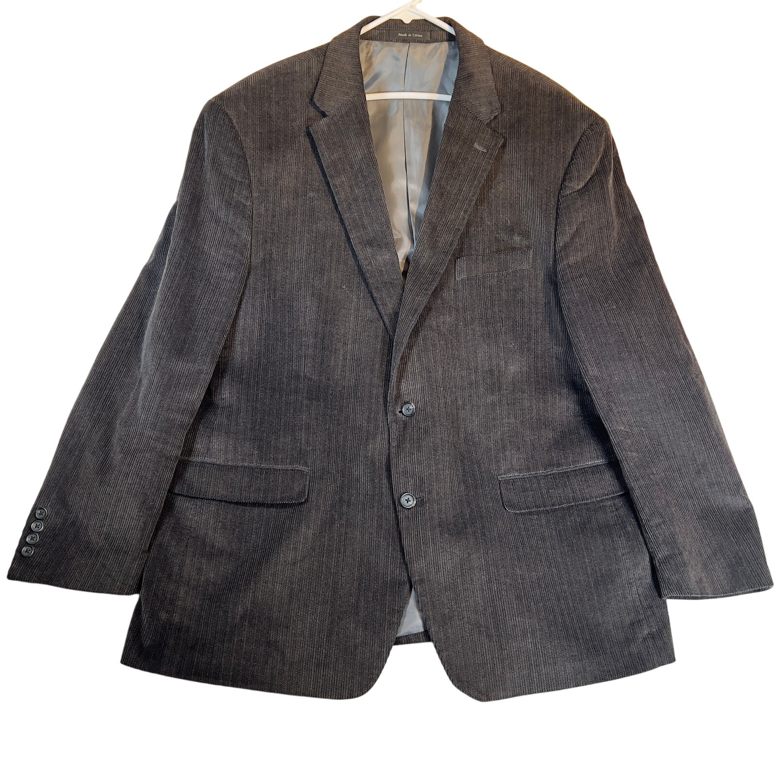 Chaps Corduroy Sport Coat Jacket Blazer Men's 48Reg Brownish Grey Lined Cotton
