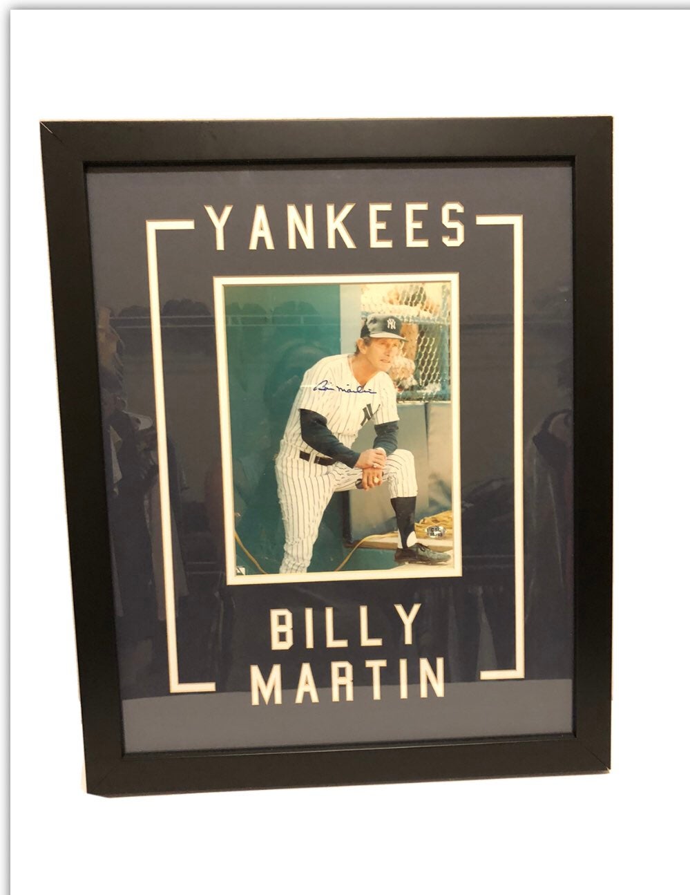 AUTOGRAPHED BILLY MARTIN FRAMED PIC COA