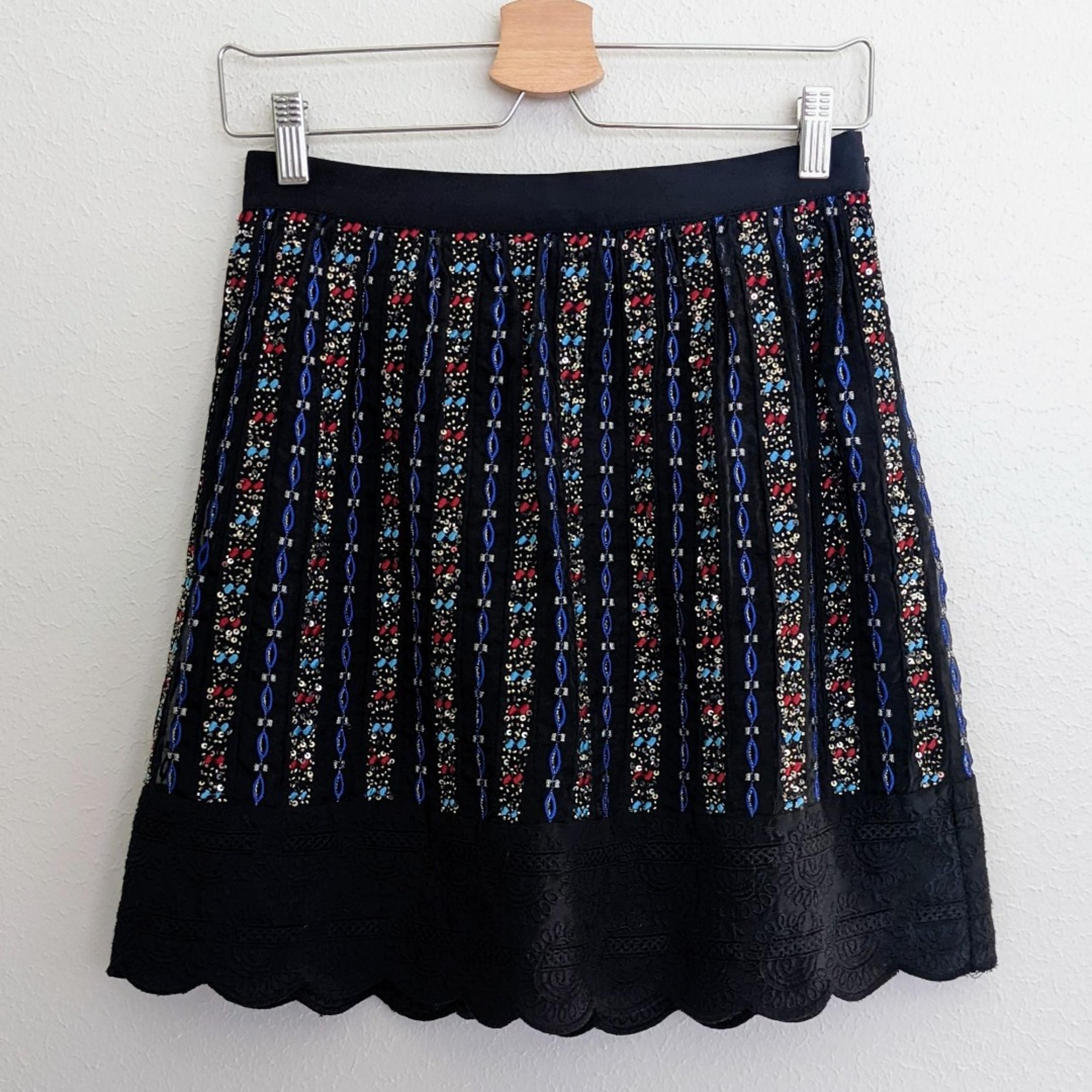 New w/o Tag Club Monaco Multicolored Sequin & Beaded A-Line Skirt Sz 4