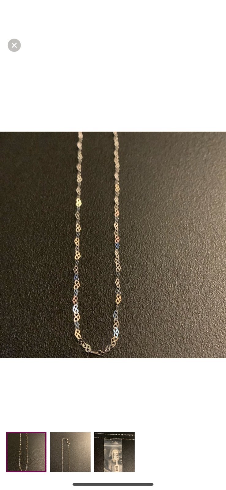 14k White Gold Heart link Necklace