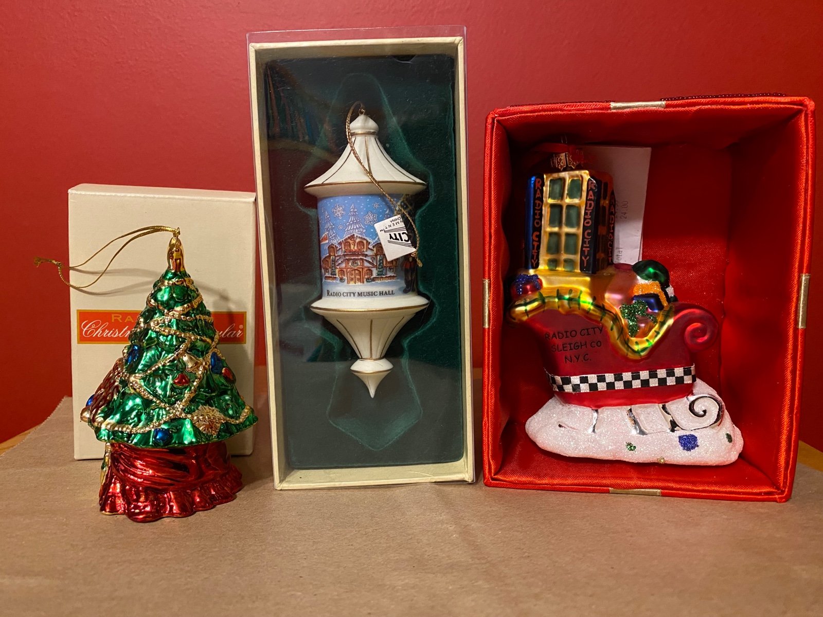 Set of 3 Vintage Radio City Music Hall Christmas Ornaments