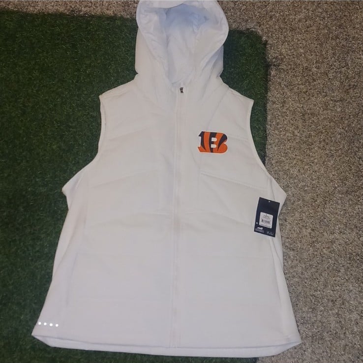 Cincinnati Bengals Women's Full Zip White Puffer Vest Coat Winter Jacket Hoodie