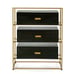 Black Glass Nightstand 3 Drawers
