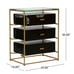 Black Glass Nightstand 3 Drawers