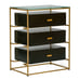 Black Glass Nightstand 3 Drawers