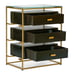 Black Glass Nightstand 3 Drawers