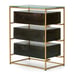 Black Glass Nightstand 3 Drawers