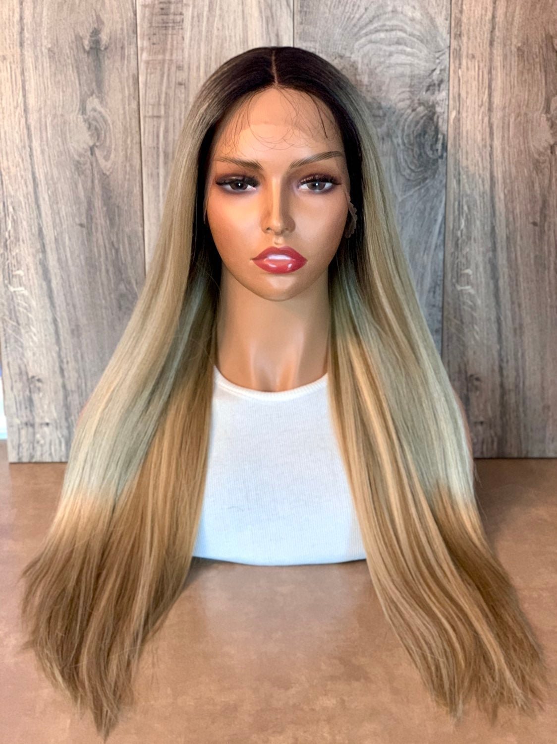 Ombre Mixed Blonde Straight Lace Front Wig
