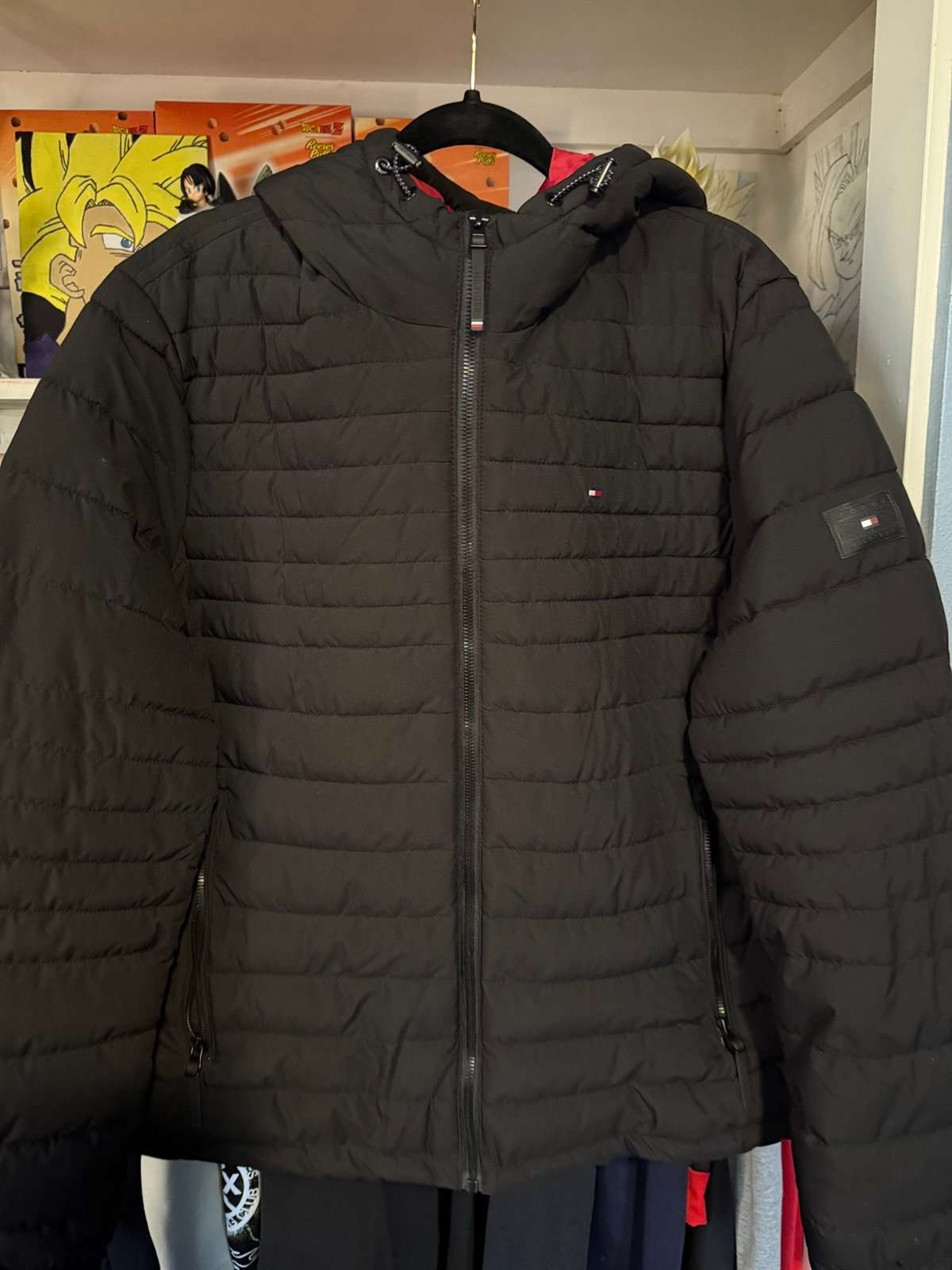 Tommy Hilfiger Men's Stretch Hooded Packable Puffer Jacket Black XL