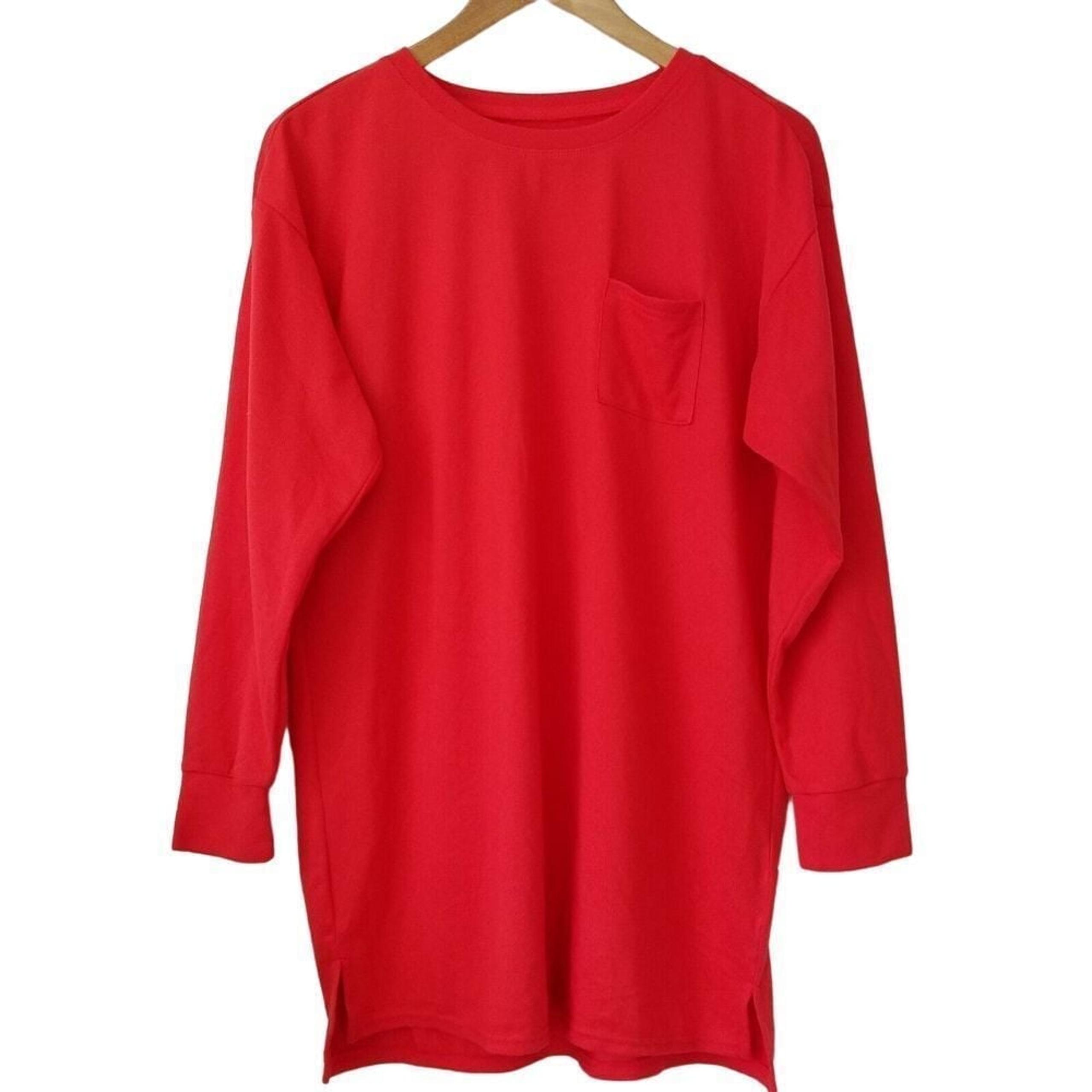 Jenni Long Sleeve Tunic Sleep Shirt Pajama Top Size XS Red NWT