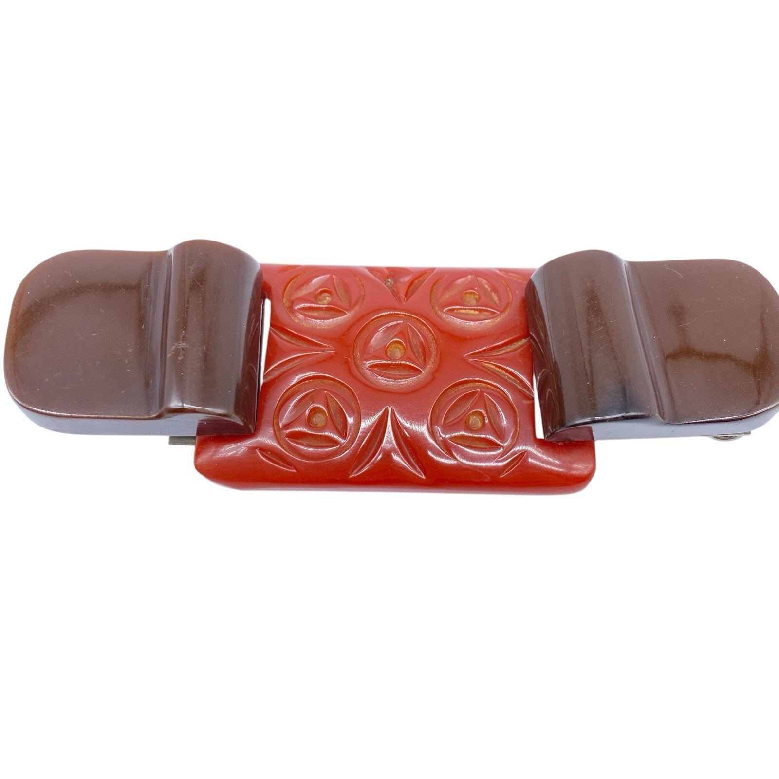 Vintage Carved Bakelite Cloak Coat Buckle Chunky Large