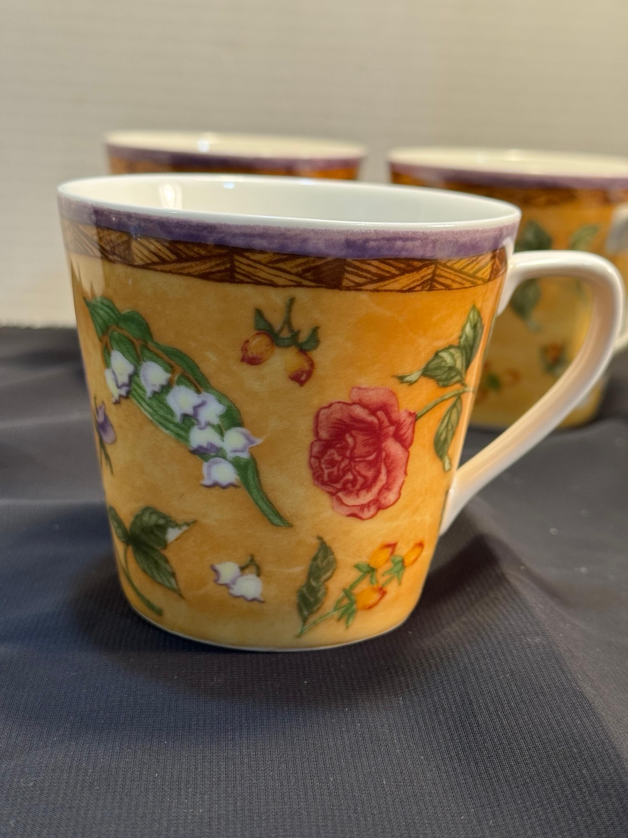 222 Fifth PTS International Tuscany Rose Mugs Set of 3 Fine China