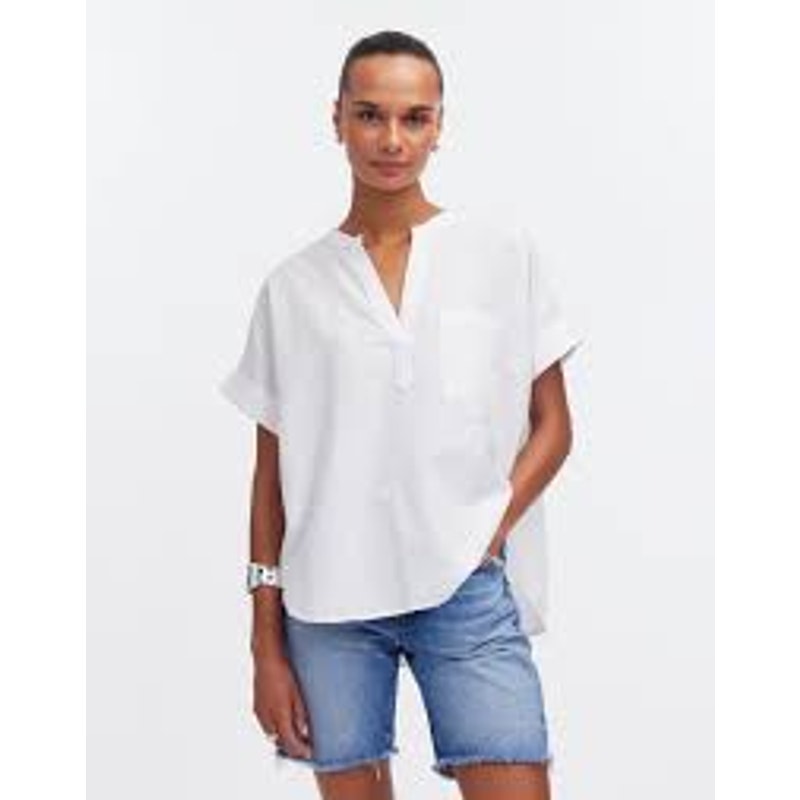 Madewell Lakeline Popover Lightweight Shirttail Laid Back Top