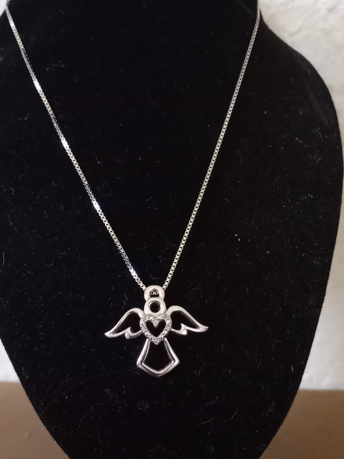 LA Sterling Silver Moissanite Heart Guardian Angel Pendant