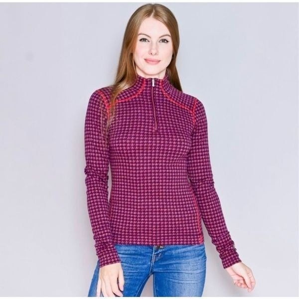 Smartwool Women’s Purple Red 1/4 Zip Merino Wool Long Sleeve Pullover Base Layer