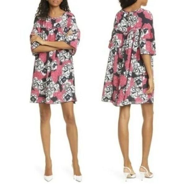 DYVNA 100% Silk Floral Print Mini Shift Dress Size 16