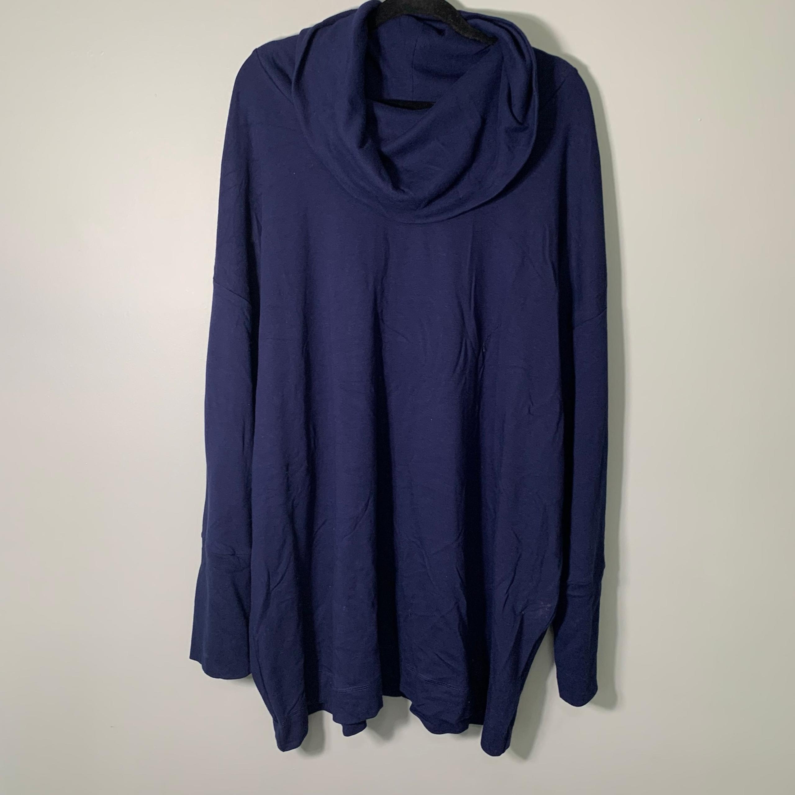 NEW Ava & Viv dark blue cowl neck long sleeve long lines pullover sweatshirt