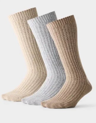 Brand New Aritzia Wilfred Unwind Calf Sock 3-Pack Grey H CR/H O BG /H NMD TP