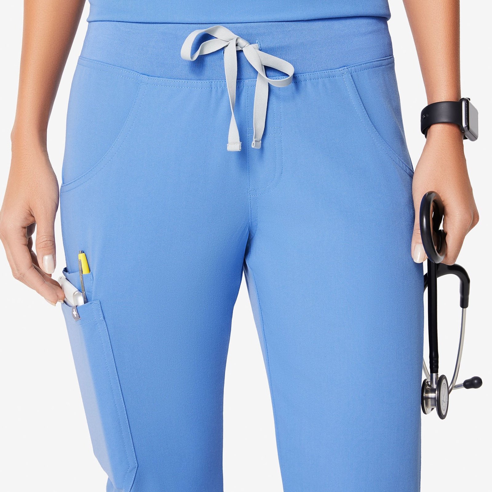 FIG Clothing Kade Cargo Scrub Pants in Ceil Blue
