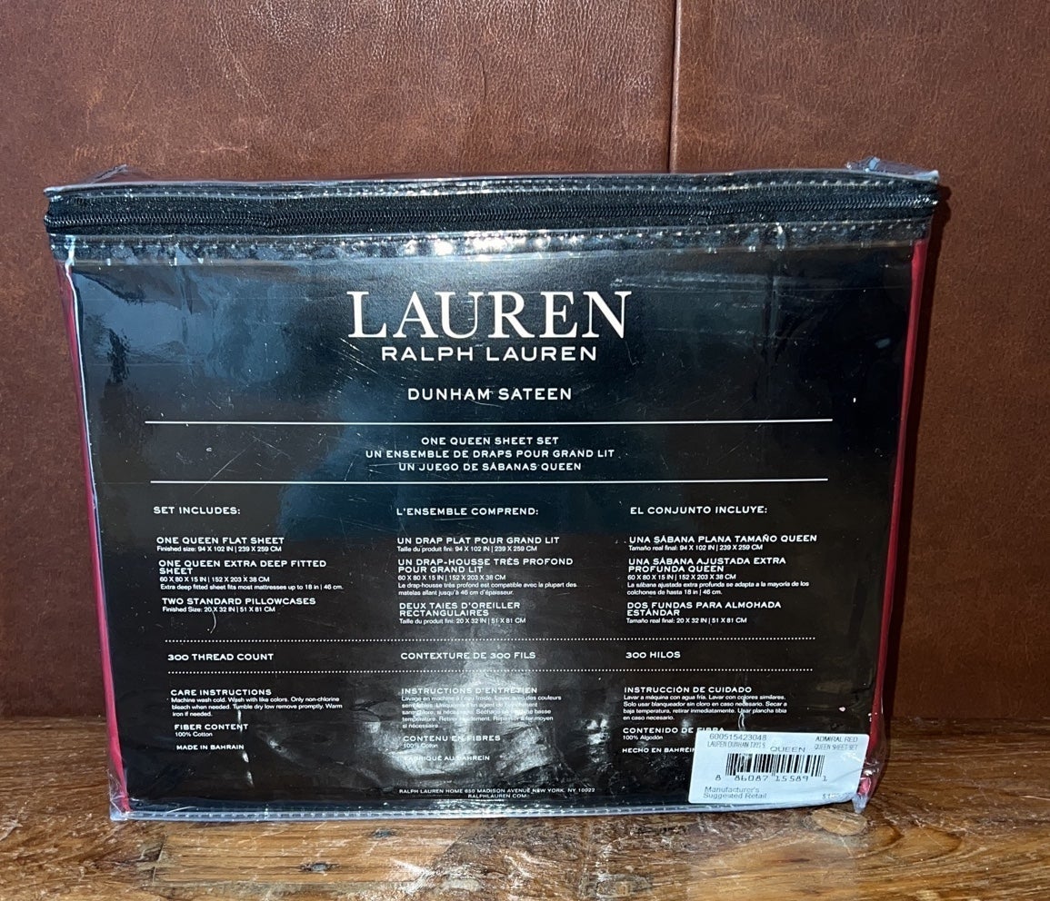 Ralph sales Lauren Dunham Sateen Sheet Queen Set
