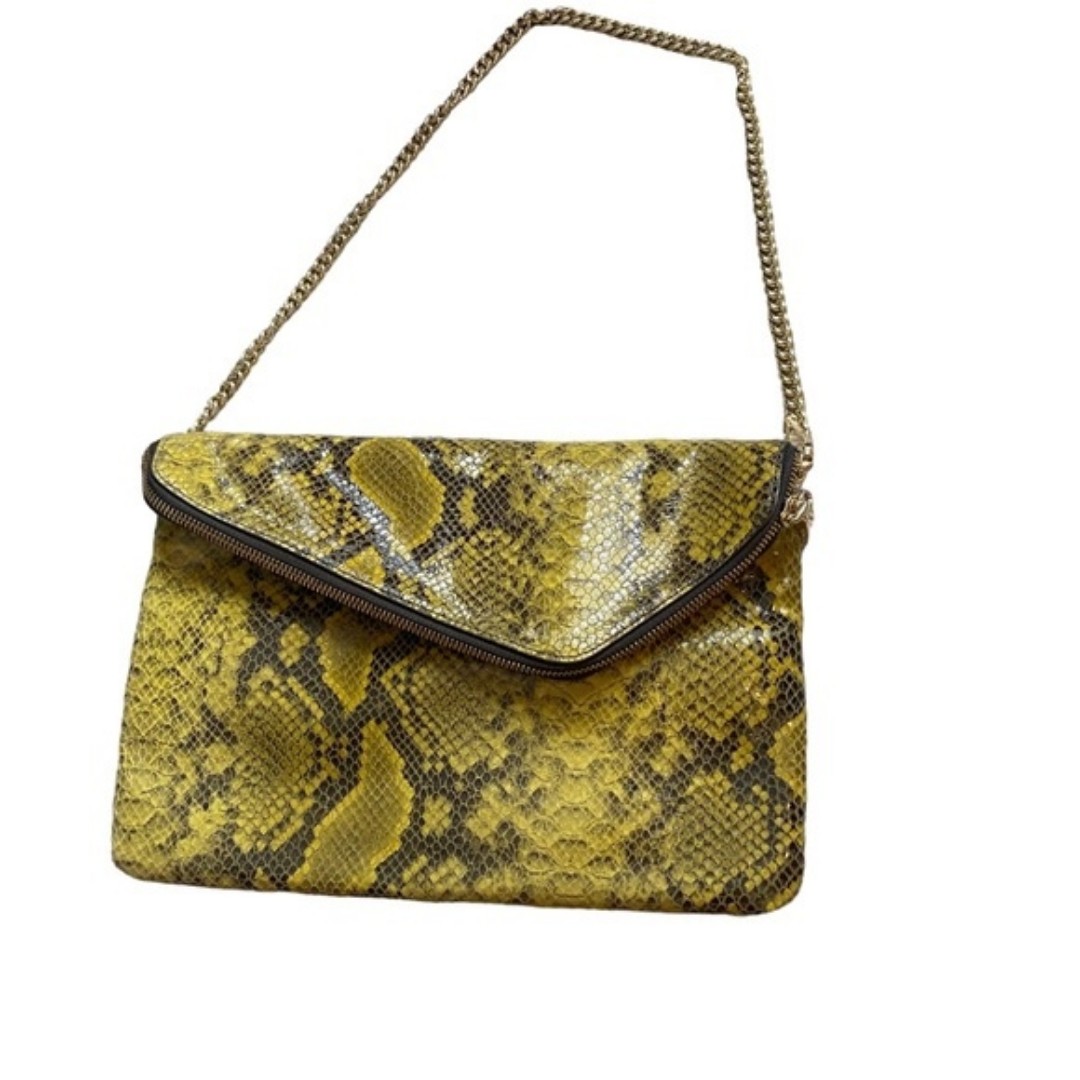 Henri Bendel Neon Snakeskin Convertible Envelope Clutch New