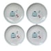 Elum Home Christmas Holiday 4 Appetizer Plates 7.5” Sweater Stocking Cap Mittens