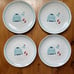 Elum Home Christmas Holiday 4 Appetizer Plates 7.5” Sweater Stocking Cap Mittens