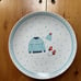 Elum Home Christmas Holiday 4 Appetizer Plates 7.5” Sweater Stocking Cap Mittens